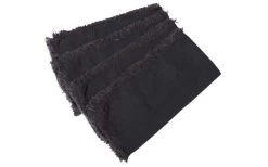 Stoffservietten Elsaform 40x40 Cm 4 Er-Pack Fransen Granitgrau Fringes Baumwolle