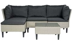 Loungeset Lissabon 5 Teile + Glasplatte Loungesofa Für Alle, Die Eine Erweiterbare Und Flexible Lösung Für Ihren Balkon Oder Ihre Terrasse Bevorzugen. Module Aus Pflegeleichtem Kunstrattan. Mit Polsterauflagen Und Kissen. Die Mitgelieferte Glasplatte Kann Eines Der Module In Einen Praktischen Tisch Verwandeln.