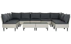 Loungeset Lissabon 11 Teile + 2 Glasplatten Loungesofa Für Alle, Die Eine Erweiterbare Und Flexible Lösung Für Ihren Balkon Oder Ihre Terrasse Bevorzugen. Module Aus Pflegeleichtem Kunstrattan. Mit Polsterauflagen Und Kissen. Die Mitgelieferte Glasplatte Kann Eines Der Module In Einen Praktischen Tisch Verwandeln.