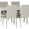 Tisch Florens + 4 Stühle Milano Möbelgarnitur Für Mittelgroße Balkone Oder Terrassen. Tisch Mit Platte Aus Pflegeleichtem Kunstrattan Und Kreuzbein. Stapelbare Stühle Aus Pflegeleichtem Kunstrattan Und Stahlrahmen. -Einrichtungsgeschaft Table Florens white Chair Milano gray 85 G 637527846072707502